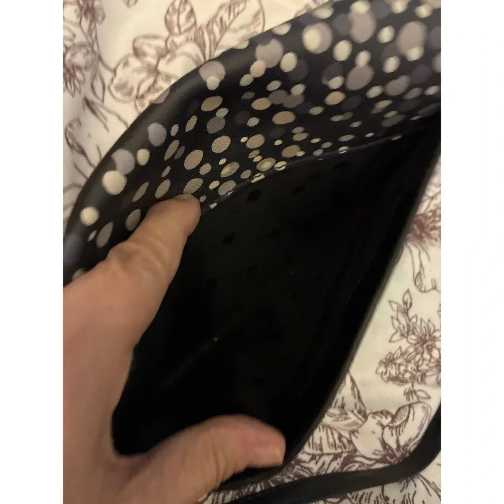 Kate Spade New York Polka Dot Saffiano Leather Crossbody Bag Black Silver